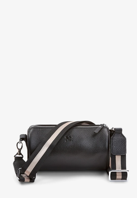 Шкіряна сумка поясна-кроссбоді Cylinder чорна флотар