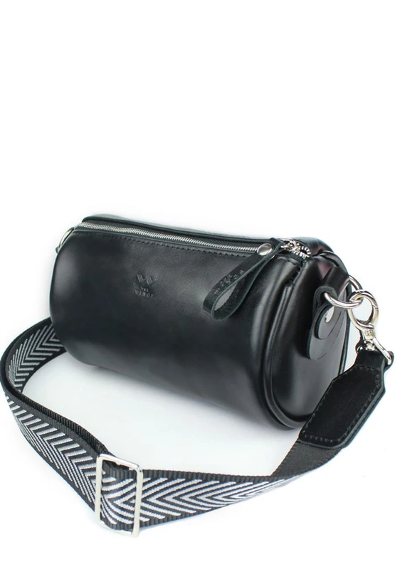 Шкіряна сумка поясна-кроссбоді Cylinder чорна — The Wings