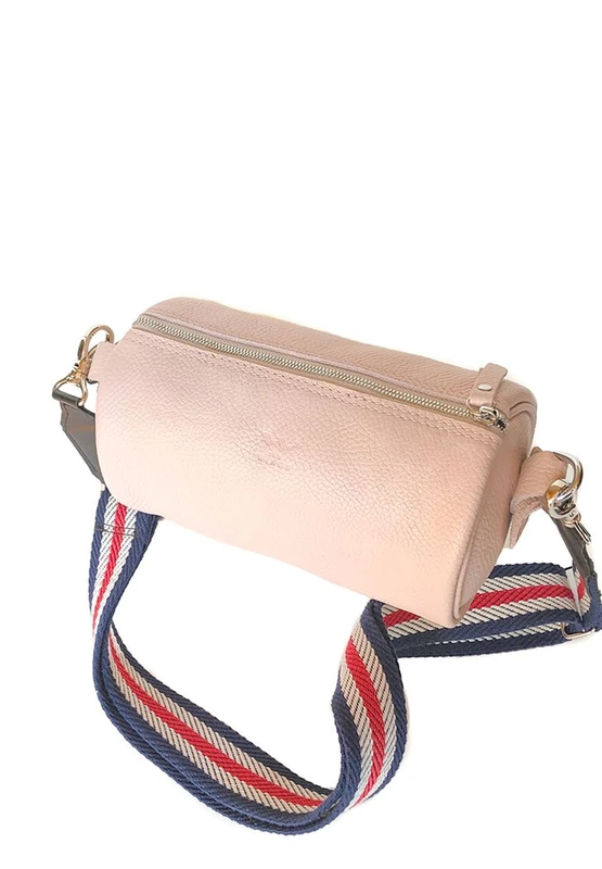 Шкіряна сумка поясна-кроссбоді Cylinder пудровая флотар