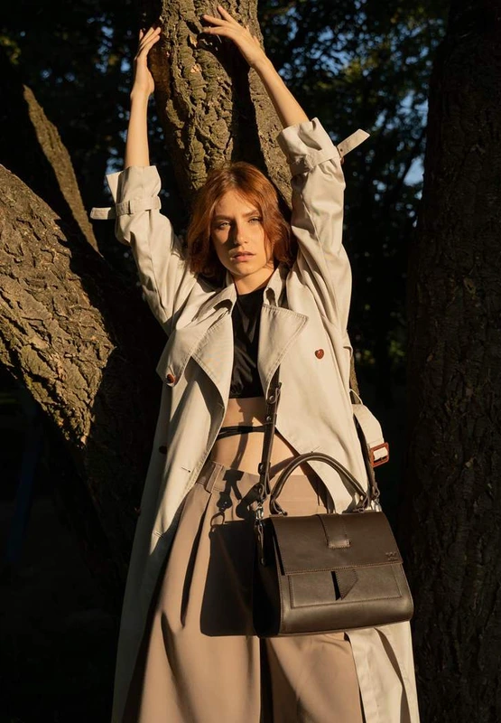 Жіноча шкіряна сумка Ester темно-коричнева краст