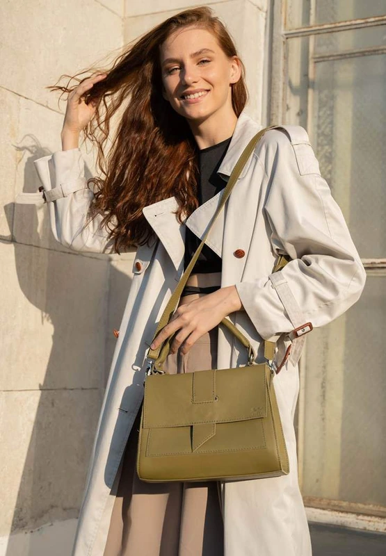 Жіноча шкіряна сумка Ester оливкова