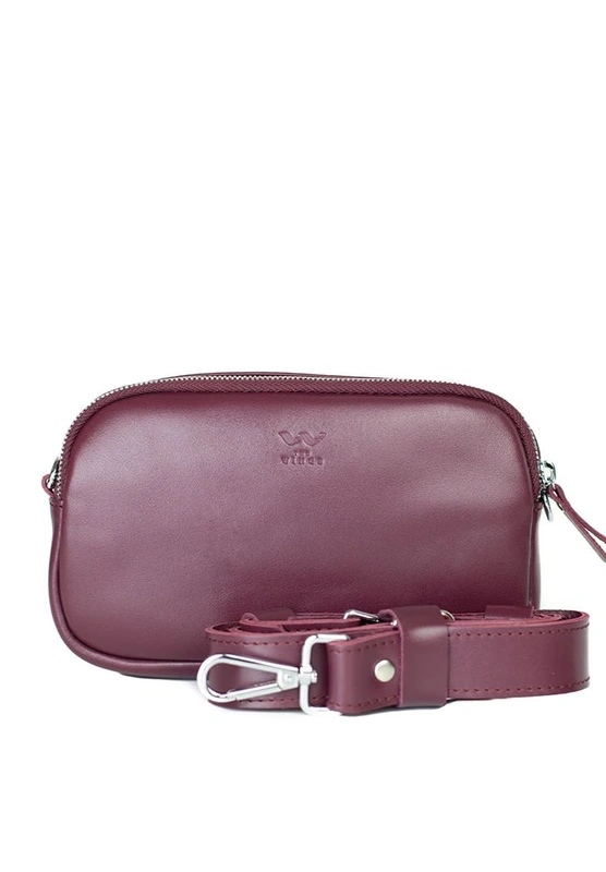 Жіноча шкіряна сумка поясна / кроссбоді Holly бордова