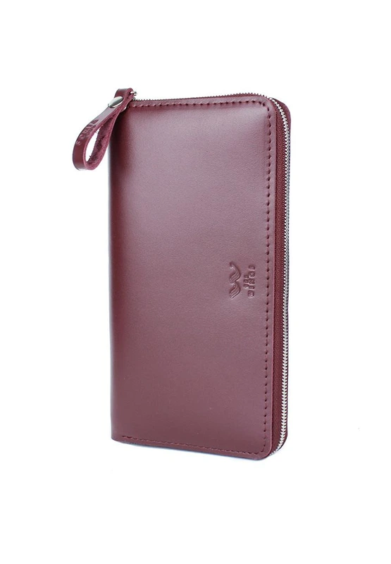 Шкіряне портмоне Keeper zip бордовий