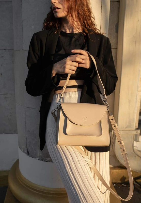 Жіноча шкіряна сумка Liv бежевий краст