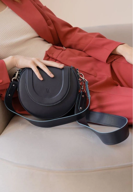 Жіноча шкіряна сумка Mandy темно-синя