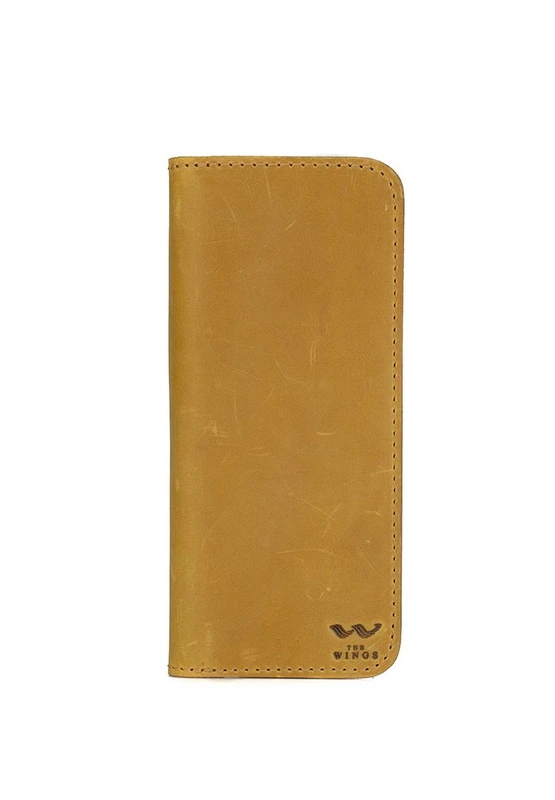 Шкіряне портмоне Middle жовте вінтажний