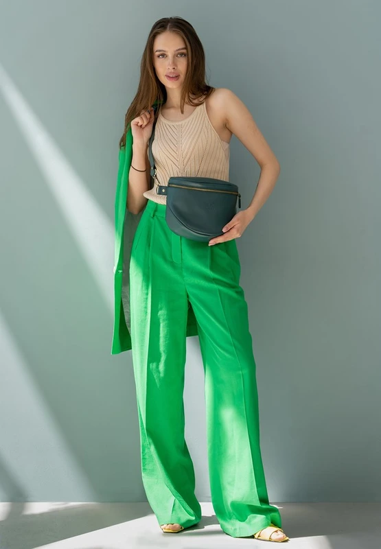 Шкіряна сумка поясна-кроссбоді Vacation зелений краст