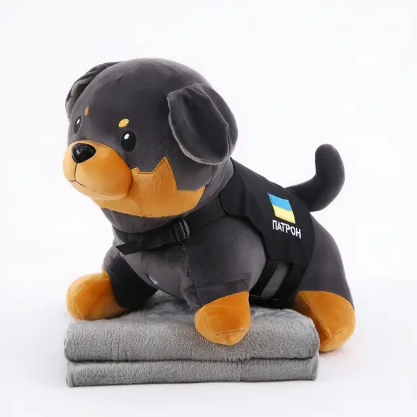 Іграшка-подушка Пес Патрон з пледом 110x140 см сірий з коричневим 509-6GB