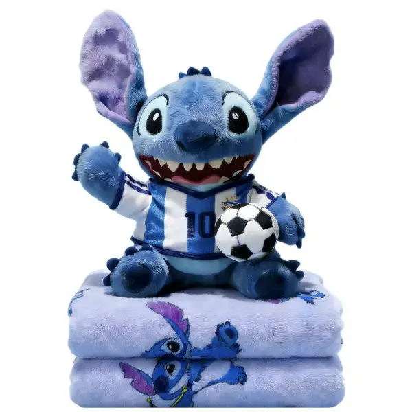 Іграшка-подушка Стіч з м'ячем та пледом 110х140 см кораловий 509-30