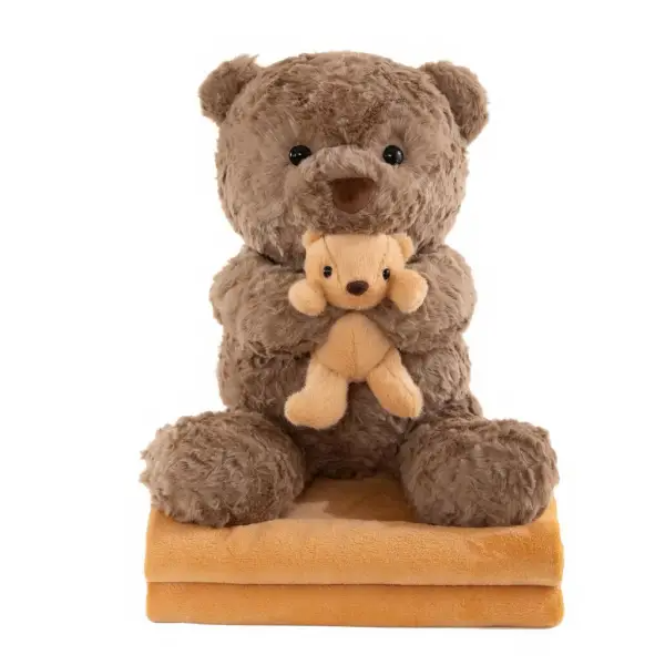 Іграшка-подушка Ведмідь з малям та пледом 110х140 см коричневий 509-33BR