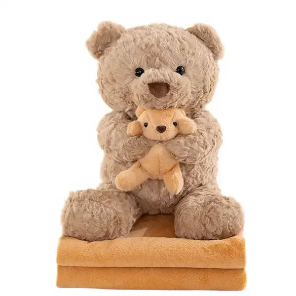 Іграшка-подушка Ведмідь з малям та пледом 110x140 см бежевий 509-33P