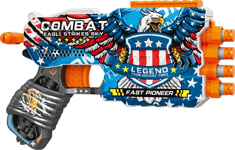 Іграшковий пістолет мех. чотириствольний з м'якими набоями (12 шт.) (Бойовий Орел)(23 х 14.5см)