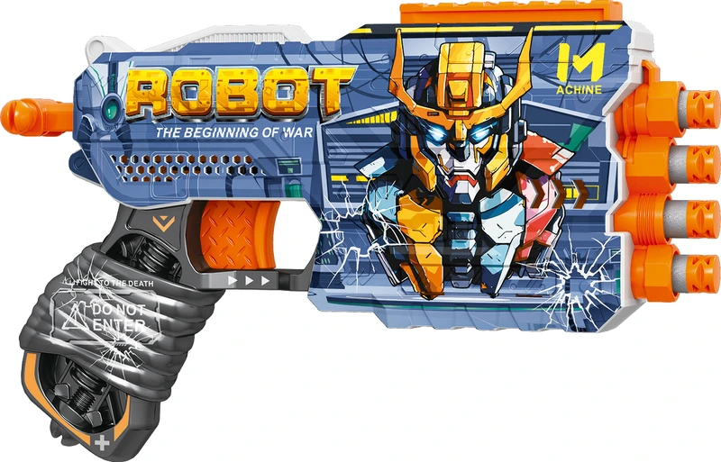 Іграшковий пістолет мех. чотириствольний з м'якими набоями (12 шт.) (Робот) (23 х 14.5см)