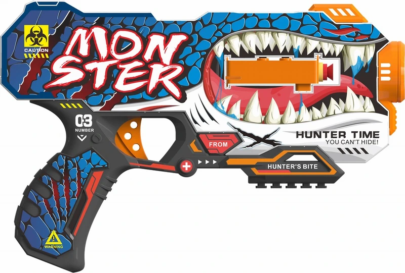 Іграшковий пістолет мех. барабан на батарейках з м'як. набоями Монстр (12 шт.) (28х17см)