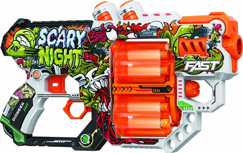 Іграшковий пістолет мех. з подвійним барабаном та м'як. набоями (12 шт.) (Ніч Страху)(31.5 х 18.5см)