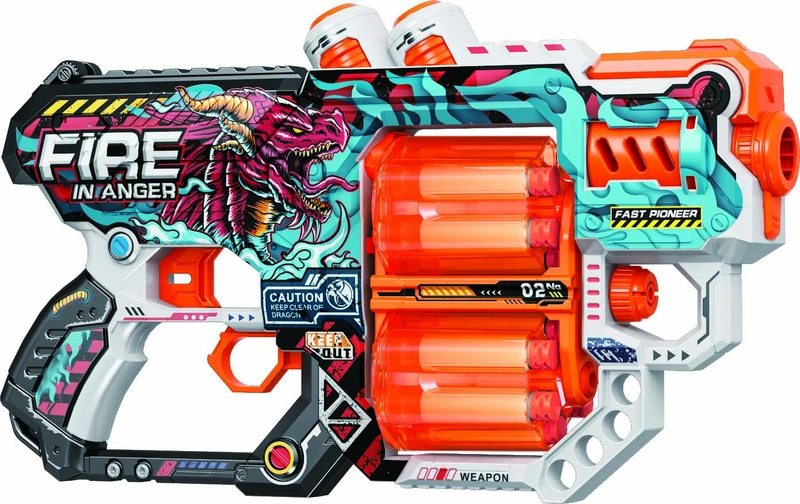 Іграшковий пістолет мех. з подвійним барабаном та м'як. набоями (12 шт.)(Вогонь Гніву)(31.5 х18.5см)