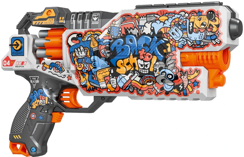 Іграшковий пістолет автомат. барабан на батар. з м'як. набоями Повернення до школи (24 шт.)(34х21см)