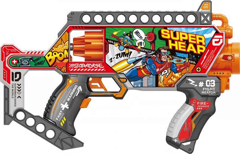 Іграшковий пістолет автомат. барабан на батарейках з м'як. набоями Super Hear (24 шт.) (30,5х20,5см)