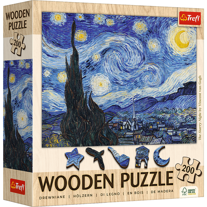 Дерев'яний пазл Вінсент ван Гог - Зоряна ніч (200) — Trefl
