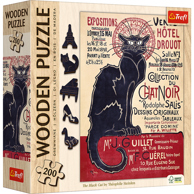 Дерев'яний пазл Теофіль Стейнлен - Чорний кіт (200)