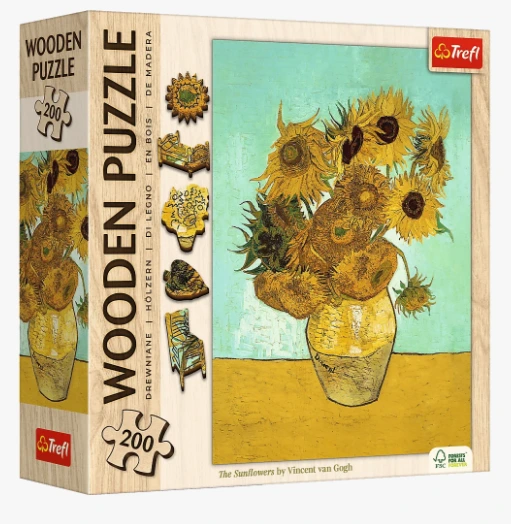 Пазли фігурні з дерева - (200 елм.) - "Соняшники - Вінсент Ван Гог"/ Trefl — Trefl