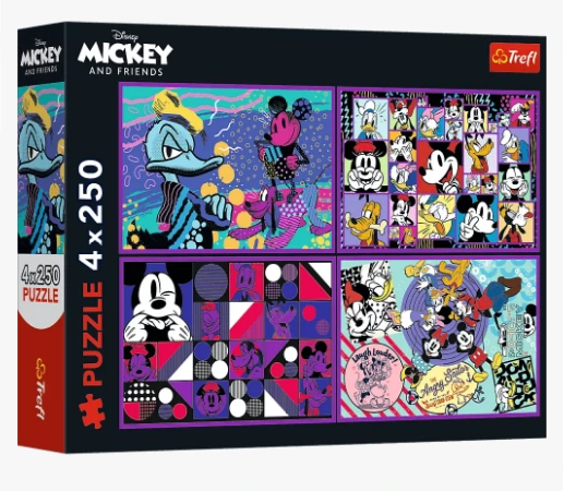 Пазли - (4х250 елм.) - "Серія пригод Міккі"/Trefl