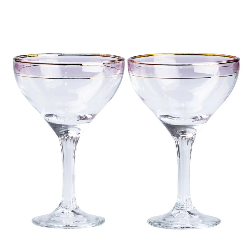 Набір келихів для коктейлів 2 штуки по 290 мл, рожеві HP546 — TS Kitchen