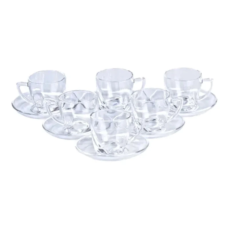 Набір чашок із блюдцями прозорі 6 штук по 200 мл прозорий HP572 — TS Kitchen