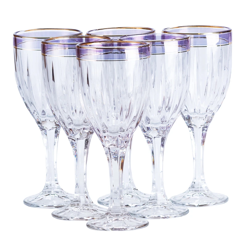 Набір келихів для шампанського 6 шт по 250 мл із золотою облямівкою HP549 — TS Kitchen