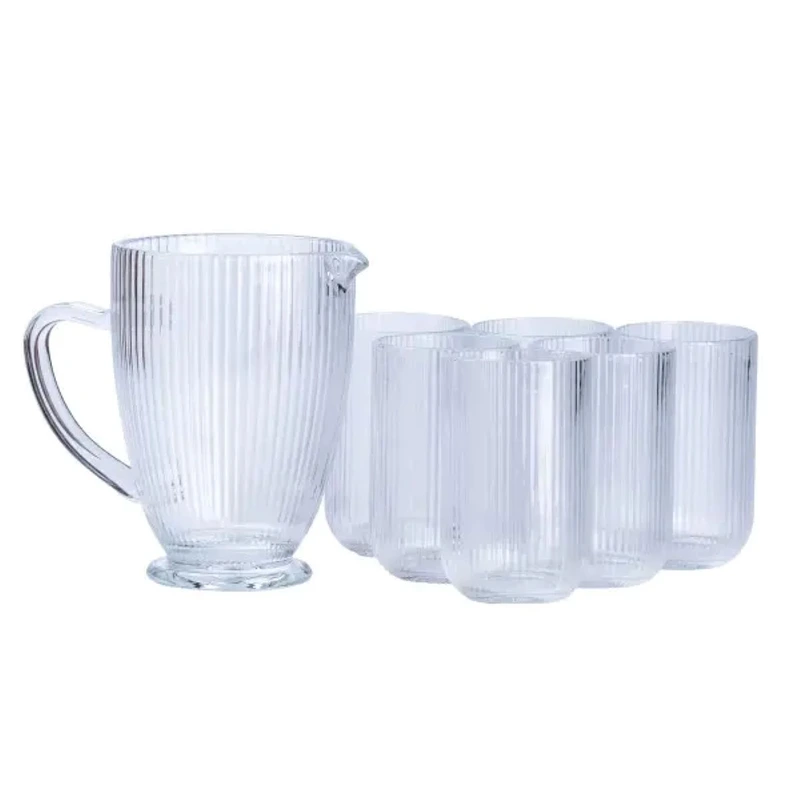 Набір скляний глечик і 6 склянок прозорий HP535 — TS Kitchen