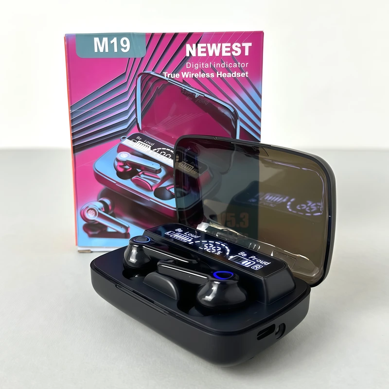 Бездротові навушники M19 series, Digital Indicator, Smart Case (Чорний) — Smart TWS