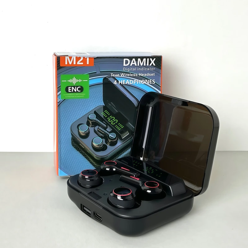 Бездротові навушники M21 Headphones 4 (Чорний) Led — Smart TWS