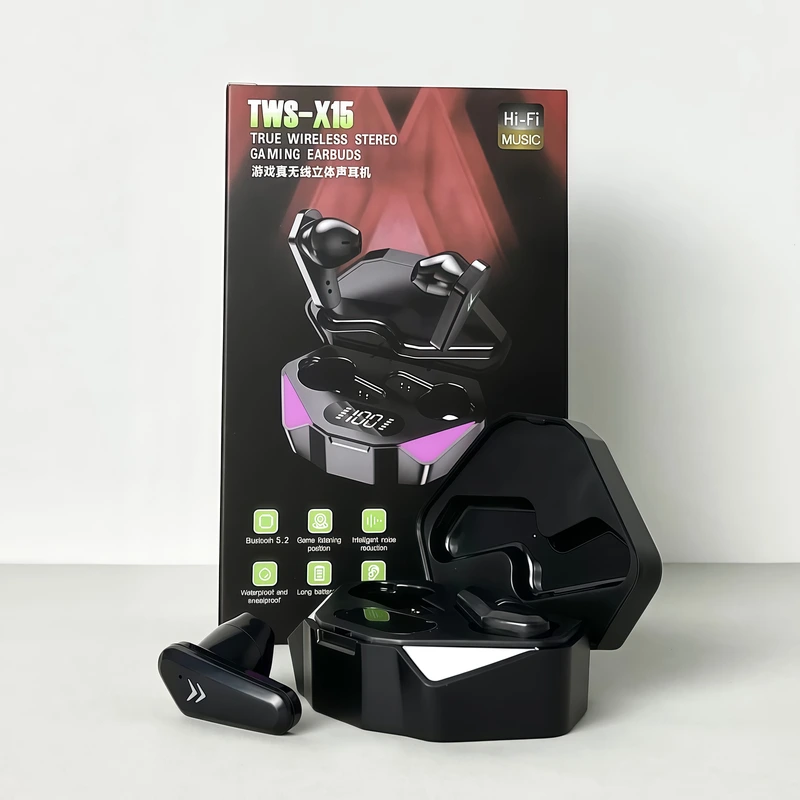 Бездротові навушники X15 series, Gaming EarBuds , Smart Case (Чорний) — Smart TWS