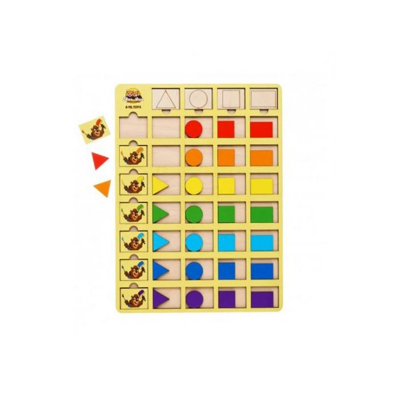 Дерев'яний пазл-вкладиш "Бобри-маляри – 2" Ubumblebees (ПСД104) PSD104 геометричні фігури