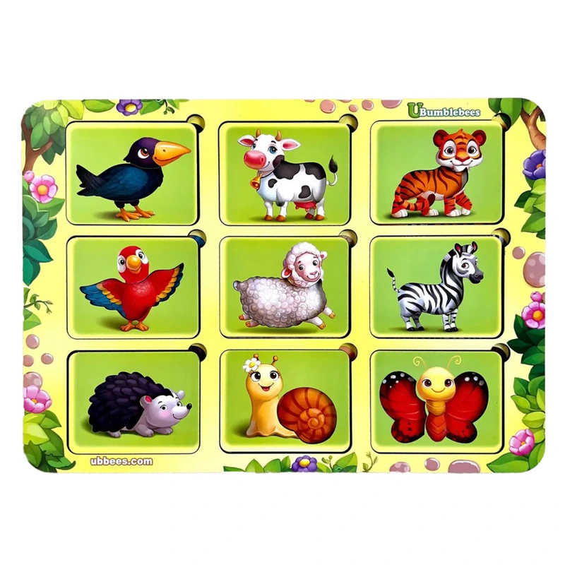 Дерев'яний пазл-вкладиш "Де чий візерунок?" Ubumblebees (ПСФ052) PSF052 сортер-трафарет