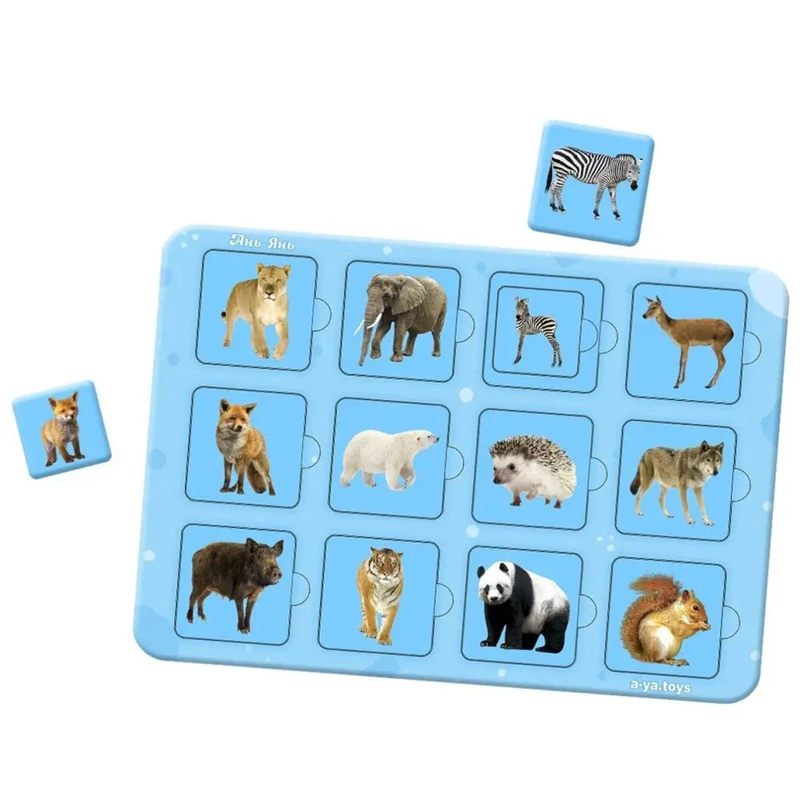 Дерев'яний пазл-сортер "Мама та малюк" Ubumblebees (ПСФ087) PSF087 дикі тварини — Ubumblebees