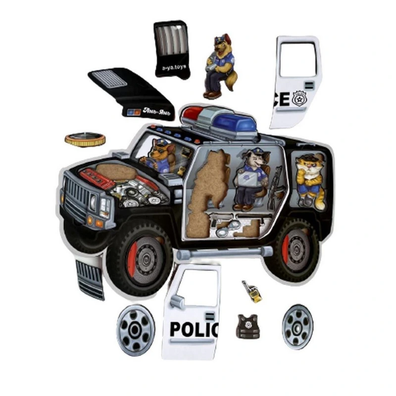 Дерев'яний пазл-сортер "Поліція" Ubumblebees (ПСФ111) PSF111, 25 деталей — Ubumblebees