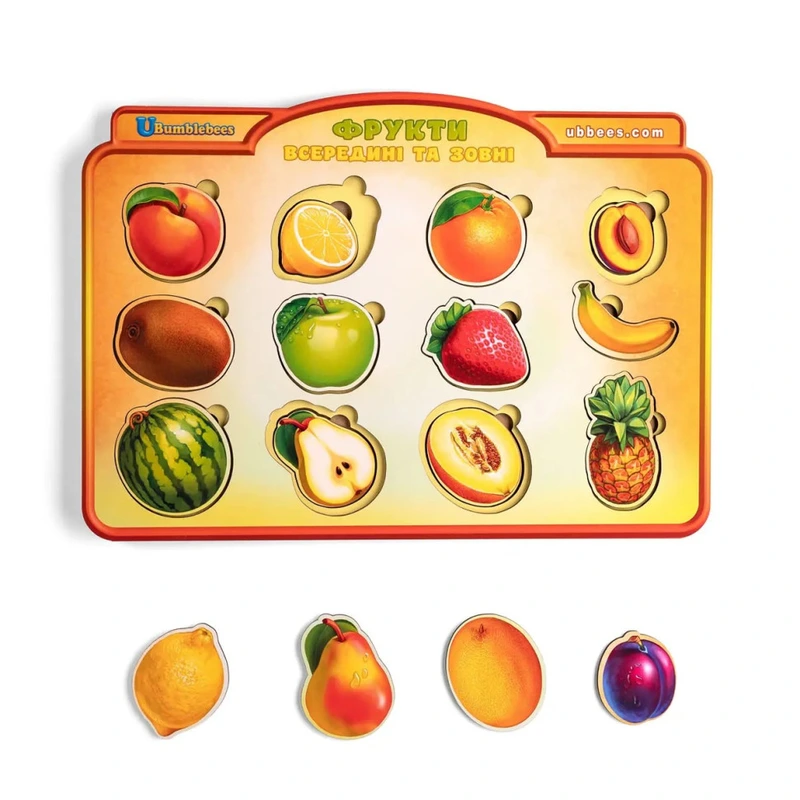 Дерев'яний пазл-вкладиш "Фрукти у розрізі" Ubumblebees (ПСД136) PSD136 сортер