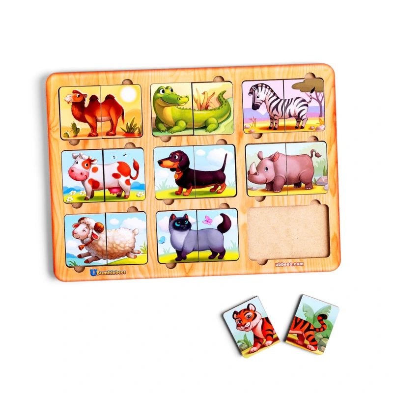 Дерев'яний пазл-сортер "Дивовижні звірятка" Ubumblebees (ПСД162) PSD162, 9 тваринок — Ubumblebees