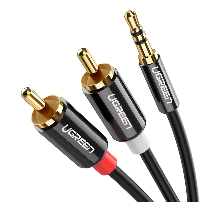 Аудіокабель UGREEN AV116 3.5mm Male to 2RCA Male, PVC, 5m Black — UGREEN