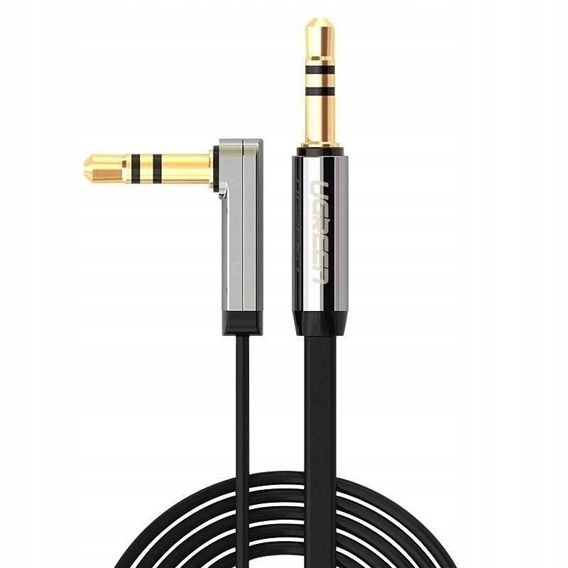Аудіокабель UGREEN AV119 3.5mm Male to 3.5mm Male Straight to angle flat Cable  2m (Black)(UGR-10599)