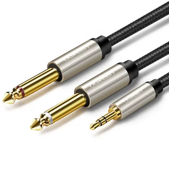 Аудіокабель UGREEN AV126 3.5mm TRS to Dual 6.35mm TS Audio Cable 2m (Gray)(UGR-10615) — UGREEN