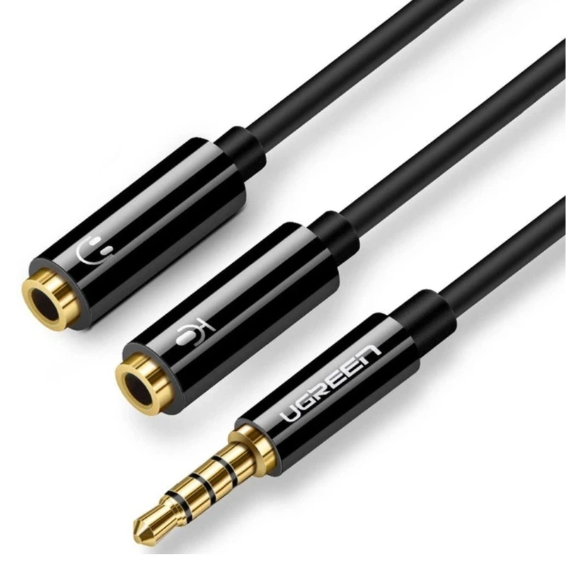 Аудіокабель UGREEN AV141 3.5mm Male to 2 Female Audio Cable ABS Case Black — UGREEN