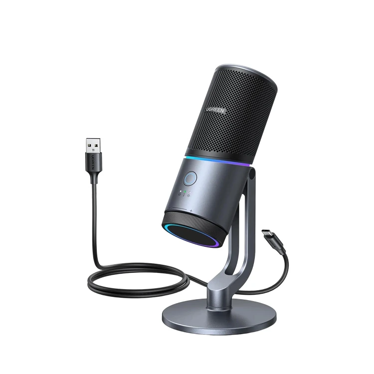 Мікрофон настільний UGREEN CM769 Desktop RGB 24-bit 96kHz ANS (USB-A) Вark Пray