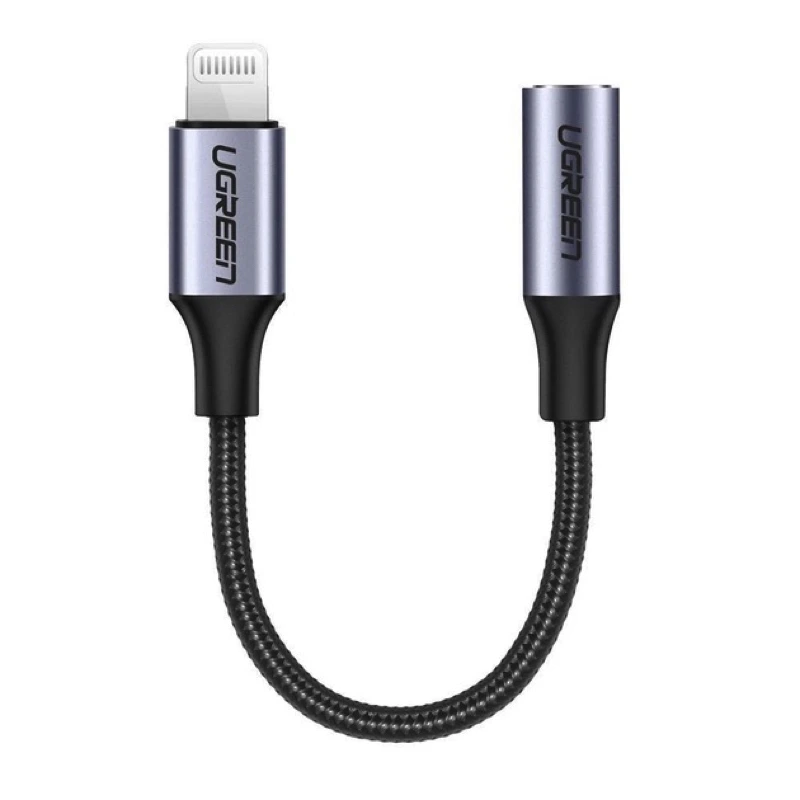 Перехідник UGREEN US211 Lightning M/F Round Cable Aluminum Shell with Braided 10cm (Black)(UGR-30756) — UGREEN
