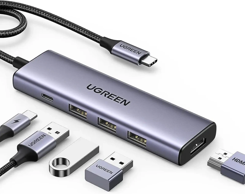 USB-хаб UGREEN CM511 USB-C To HDMI+3*USB 3.0 A+PD Power Converter — UGREEN