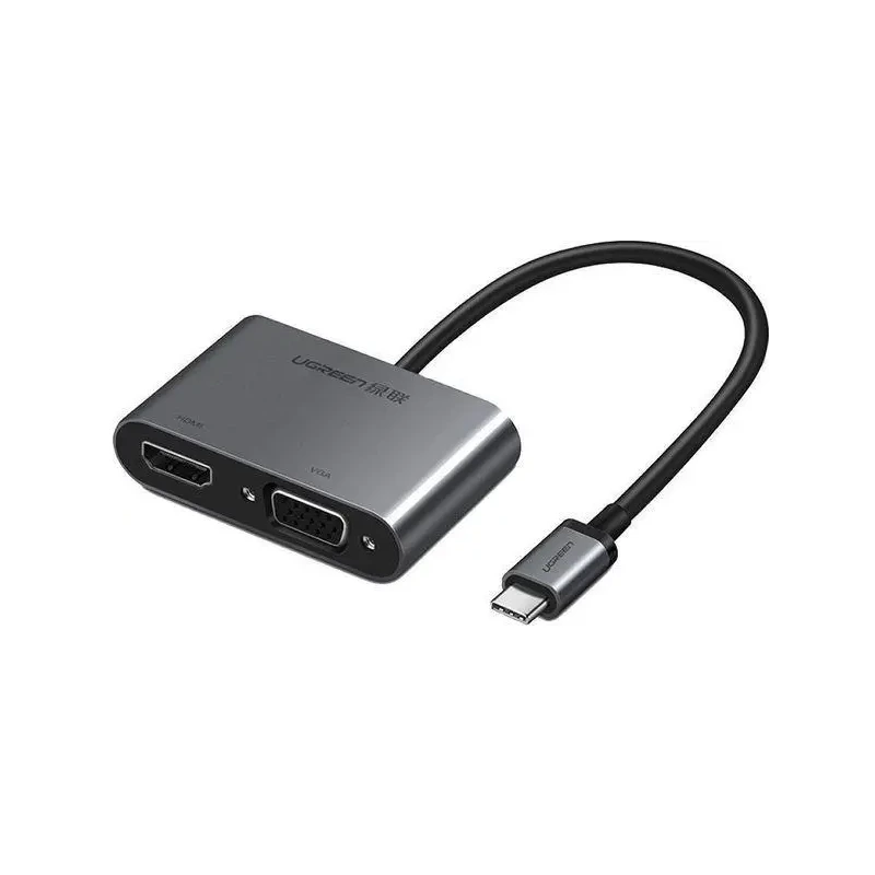 USB-хаб UGREEN USB-C to HDMI + VGA +USB 3.0 Adapter with PD (Space Gray) — UGREEN