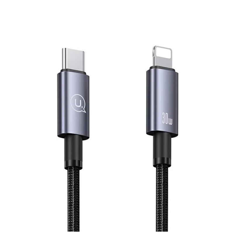 Кабель Usams US-SJ679 Type-C To Lightning 30W Aluminum Alloy Fast Charging &amp; Data Cable -Sufeng Series tarnish 0.25m — Usams