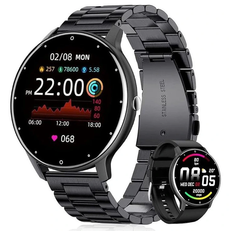 Розумний смарт годинник Smart Classic Steel Black, 2 ремінці