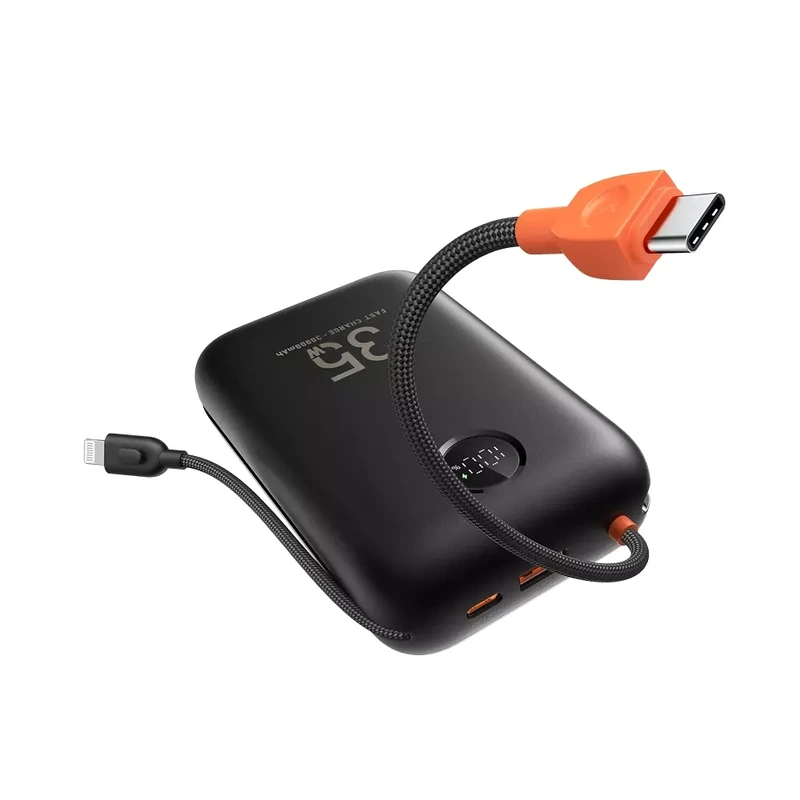 Зовнішній акумулятор VEGER Built-In 2 cables Ultra Mini 30000mAh — VEGER